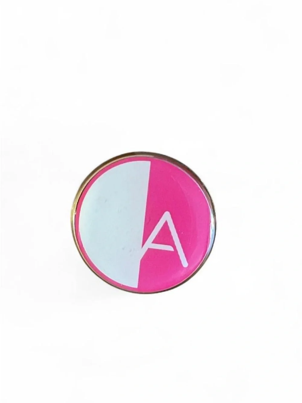 Initial “A” Pink & White Enamel Pin